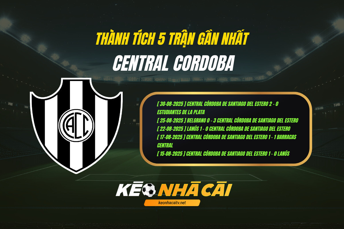 Thanh Tich 5 Tran Gan Nhat Central Cordoba Keo Nha Cai Thành Tích 5 Trận Gần Nhất - Central Cordoba - Keo Nha Cai