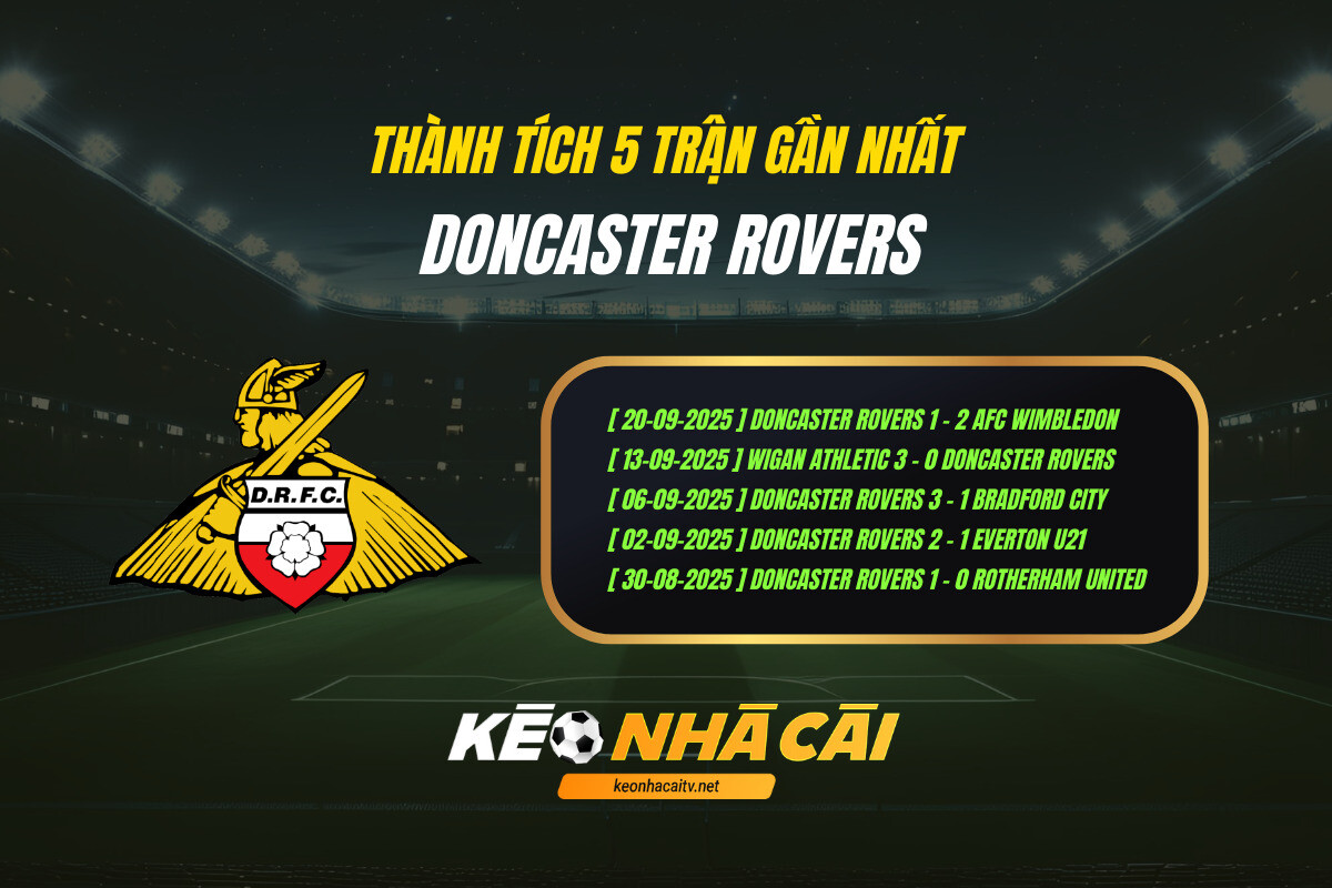 Thanh Tich 5 Tran Gan Nhat Doncaster Rovers Keo Nha Cai Thành Tích 5 Trận Gần Nhất - Doncaster Rovers - Keo Nha Cai