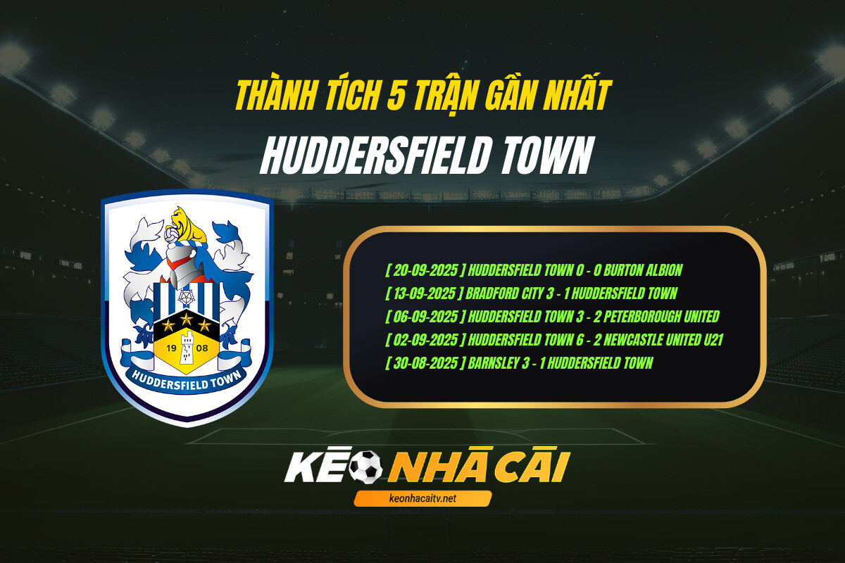 Thanh Tich 5 Tran Gan Nhat Huddersfield Town Keo Nha Cai Thành Tích 5 Trận Gần Nhất - Huddersfield Town - Kèo Nhà Cái