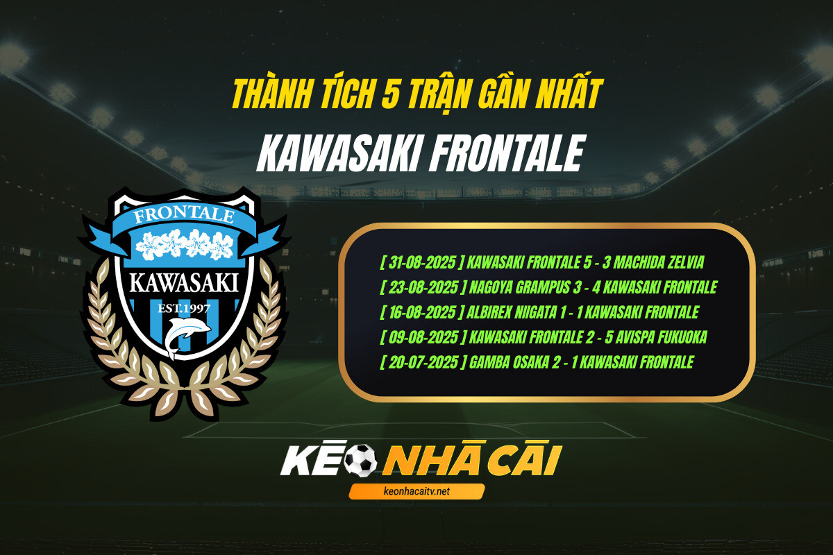 Thanh Tich 5 Tran Gan Nhat Kawasaki Frontale Keo Nha Cai Thành Tích 5 Trận Gần Nhất - Kawasaki Frontale - Keo Nha Cai