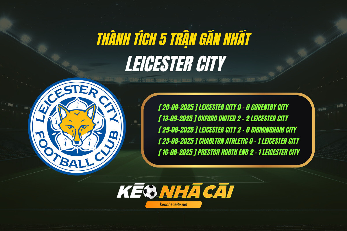 Thanh Tich 5 Tran Gan Nhat Leicester City Keo Nha Cai Thành Tích 5 Trận Gần Nhất Leicester City Keo Nha Cai