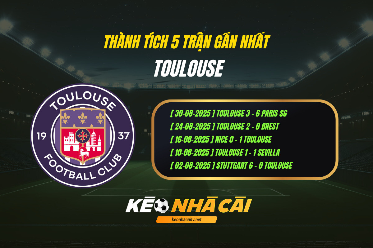 Thanh Tich 5 Tran Gan Nhat Toulouse Keo Nha Cai Thành Tích 5 Trận Gần Nhất Toulouse Keo Nha Cai