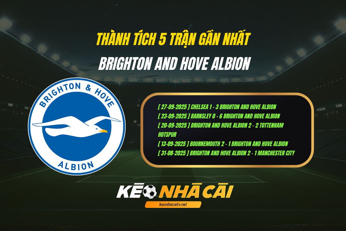 Thanh Tich 5 Tran Gan Nhat Brighton And Hove Albion Keo Nha Cai Thành Tích 5 Trận Gần Nhất Brighton And Hove Albion Keo Nha Cai